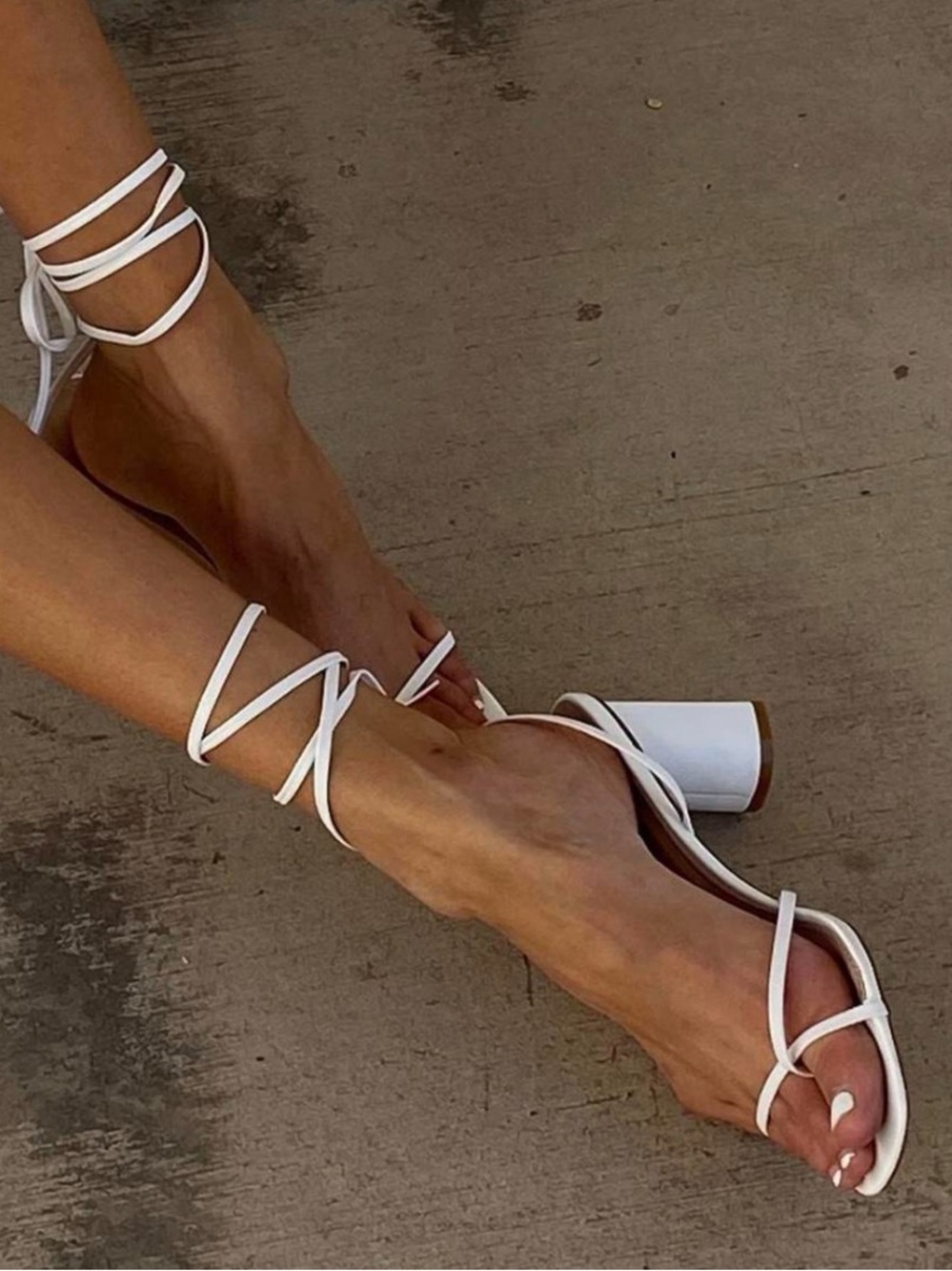 Princess Polly White Strappy Lace-Up Block Heel Sandals